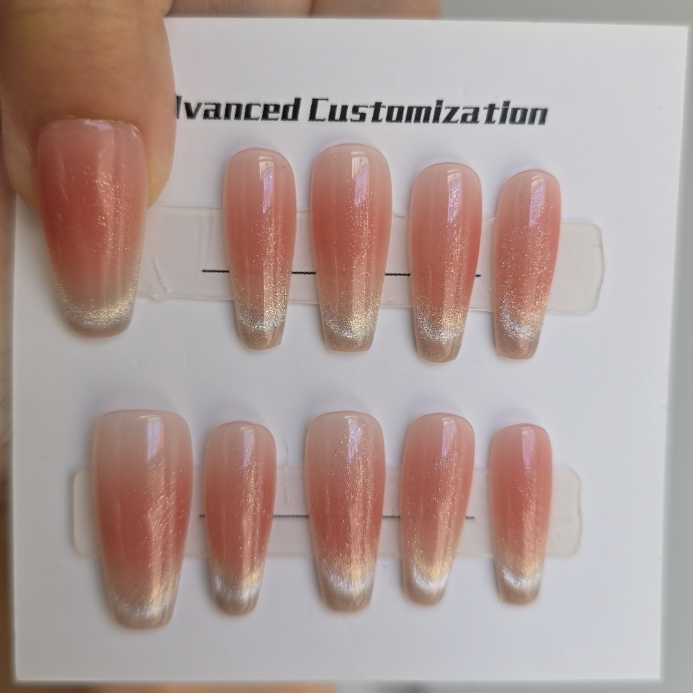 Pink and Silver Ombre Press-On Nails